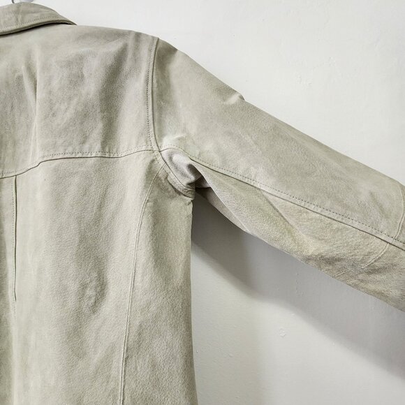 Genuine Leather Sage Green Suede Chore Coat Spring Jacket Coastal Cowgirl Boho - Picture 8 of 16